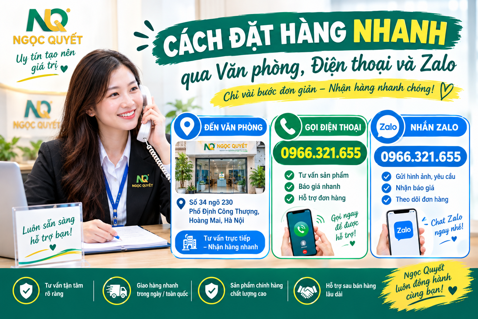 Hướng dẫn các cách liên hệ và đặt hàng kính qua văn phòng, điện thoại và Zalo